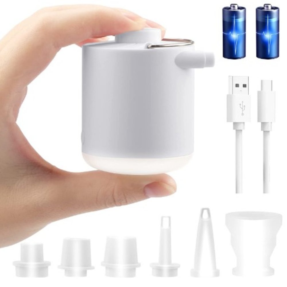 Compact Air Pump with 2-Way Inflator/Deflator + LED Camping & Emergency Light